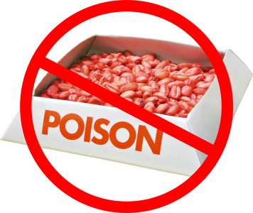 Image of a container of rat poison with a red circle-and-slash symbol overtop