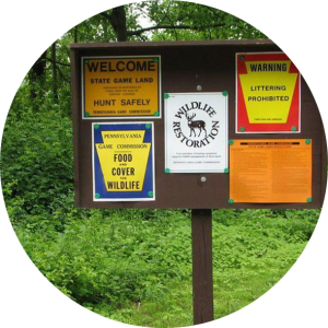 Photo depicting notices posted by the Pennsylvania Game Commission