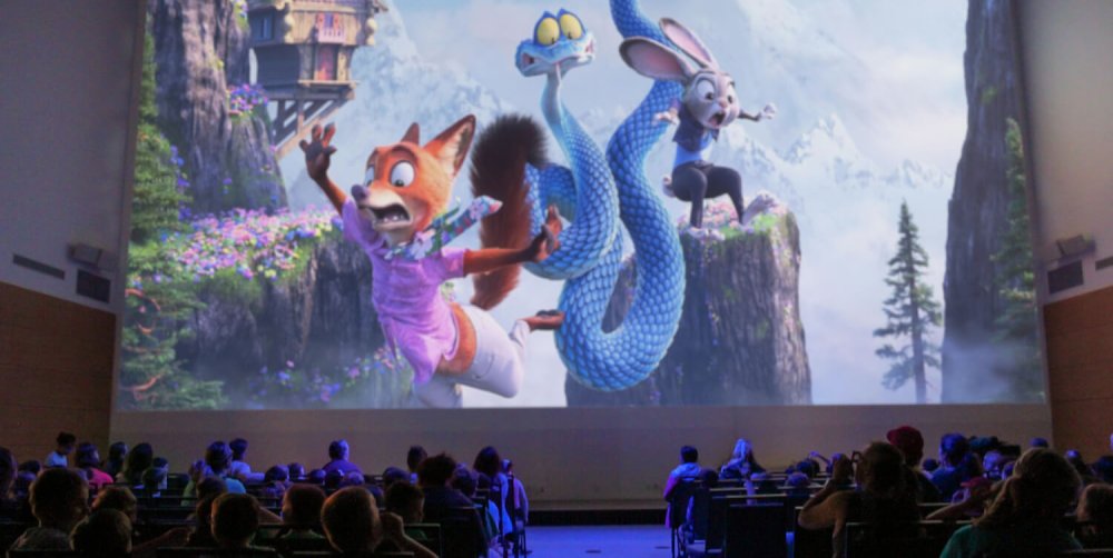 Zootopia 2 plays on the big screen in Curiosity Hall during Big Movie Mondays.